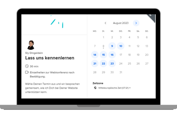 Terminplaner auf Coach-Website