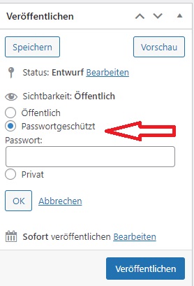 einen Beitrag in WordPress mit Passwort schützen